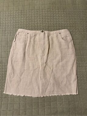 100% Linen Skirt with Frayed Hem